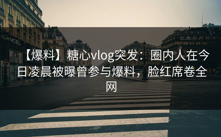 【爆料】糖心vlog突发：圈内人在今日凌晨被曝曾参与爆料，脸红席卷全网