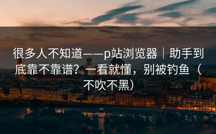 很多人不知道——p站浏览器｜助手到底靠不靠谱？一看就懂，别被钓鱼（不吹不黑）